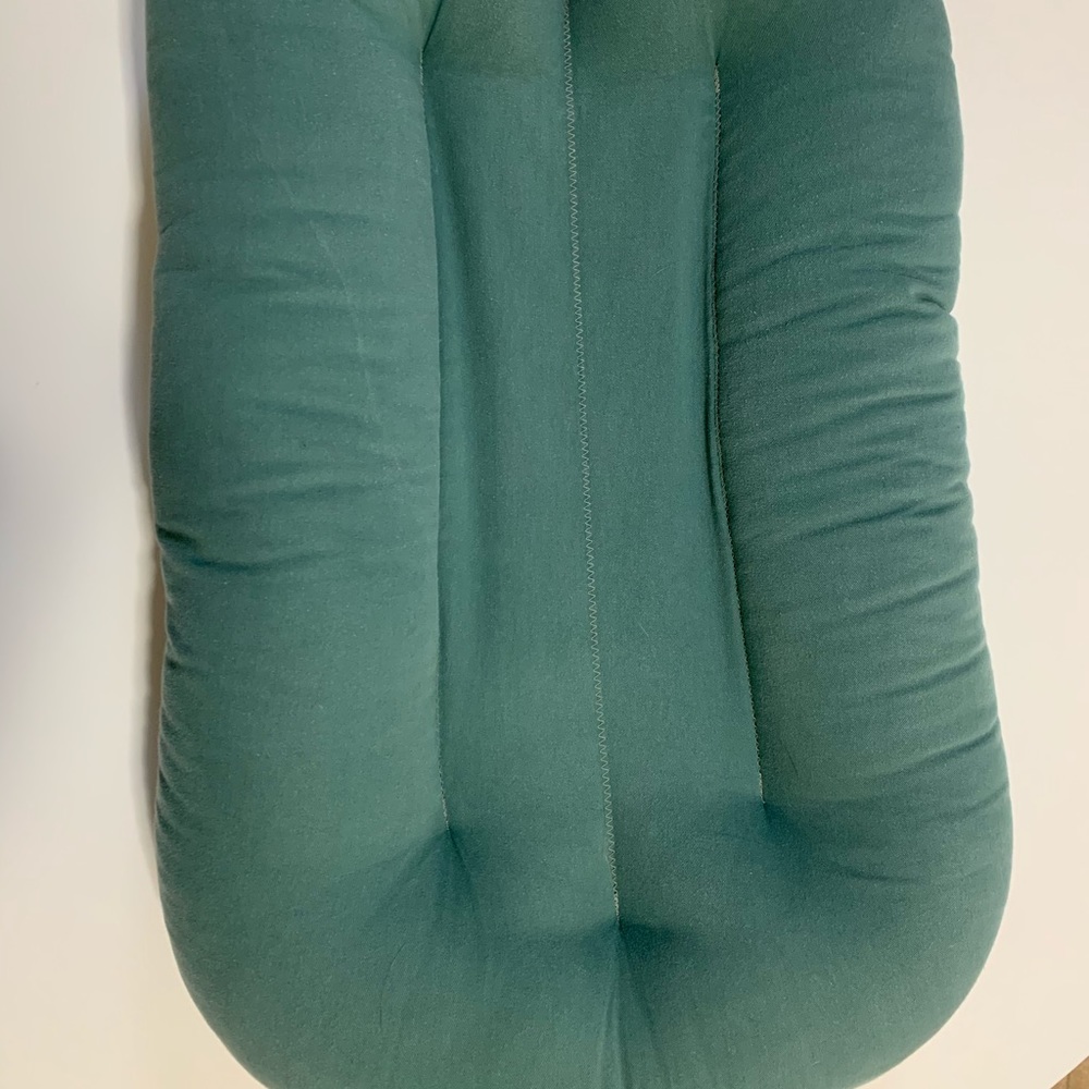 Snuggle Me Organic infant sleeper in Moss, used